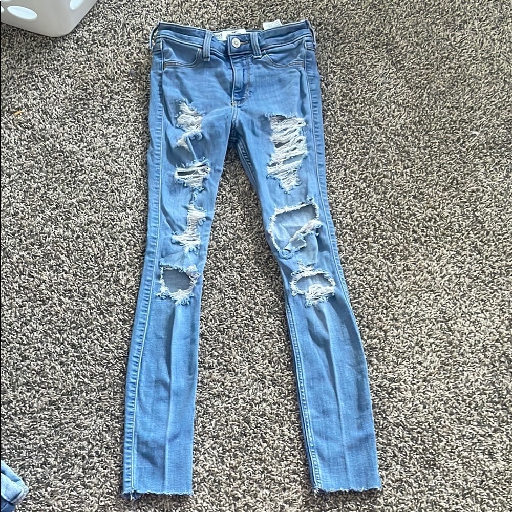 Hollister California Light Blue Stretchy Distressed Skinny Jean jeggings